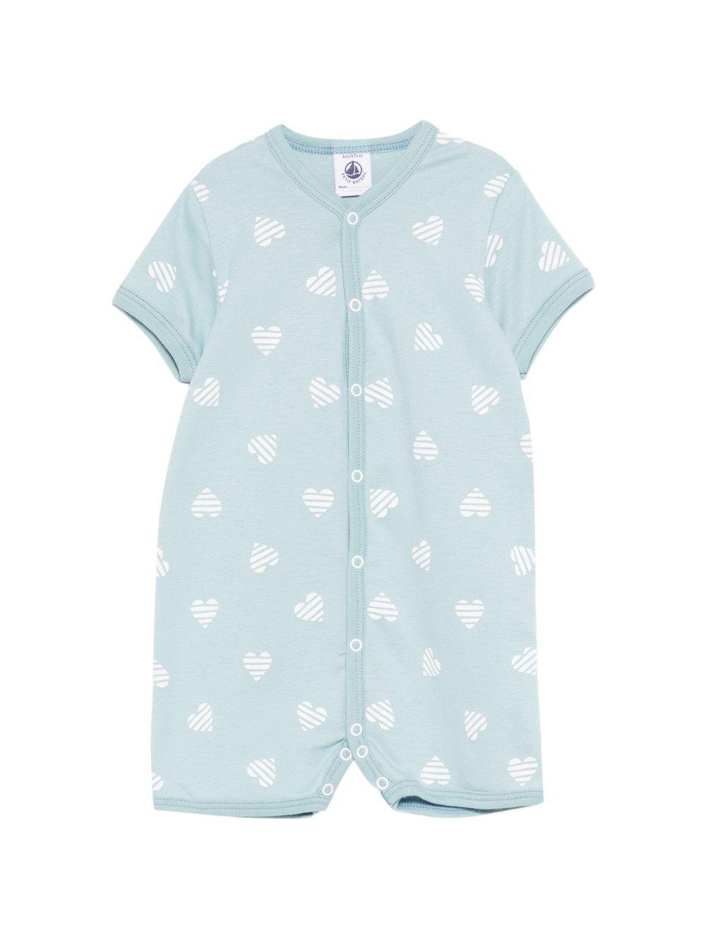 Tutina per neonato Petit Bateau azzurro con motivo a cuore A0FVD 01 PETIT BATEAU