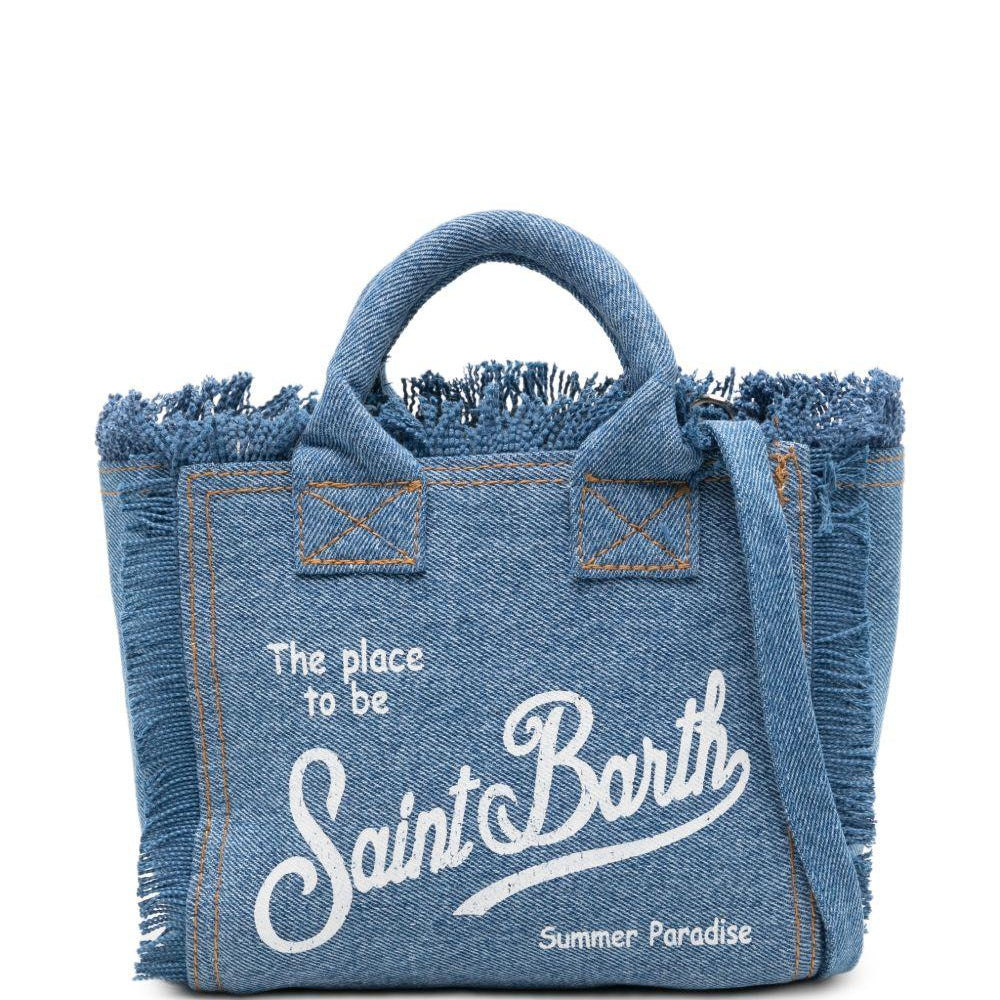Borsa Vanity Mini MC2 Saint Barth denim con dettaglio frange VAMI001 00009L MC2 ST. BARTH KIDS