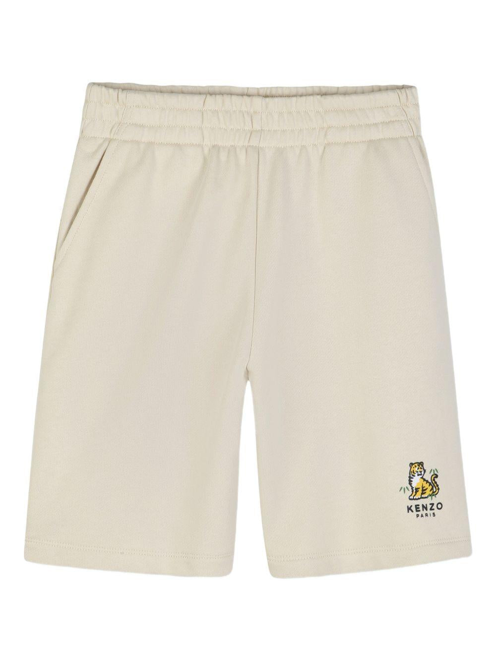 T-shirt per bambino Kenzo Kids beige con logo sul davanti K61680 255 KENZO KIDS