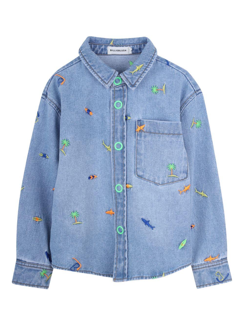 Camicia per bambino Billieblush denim con decorazione in ricamo U22185 Z18 BILLIEBLUSH KIDS