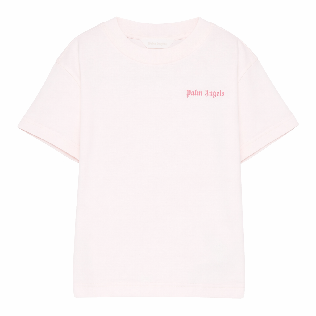 T-shirt per bambina Palm Angels Kids rosa con logo sul davanti PGAA002S26JER003 042 PALM ANGELS KIDS