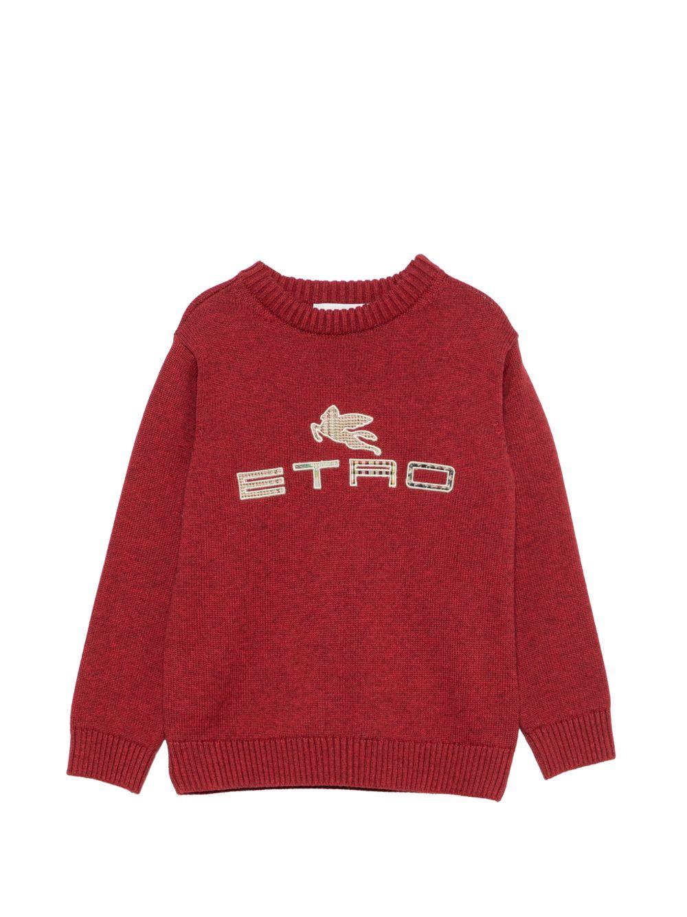 Maglione per bambino Etro Kids rosso con logo ricamato sul davanti GZ9P10 Z2808 840 ETRO KIDS
