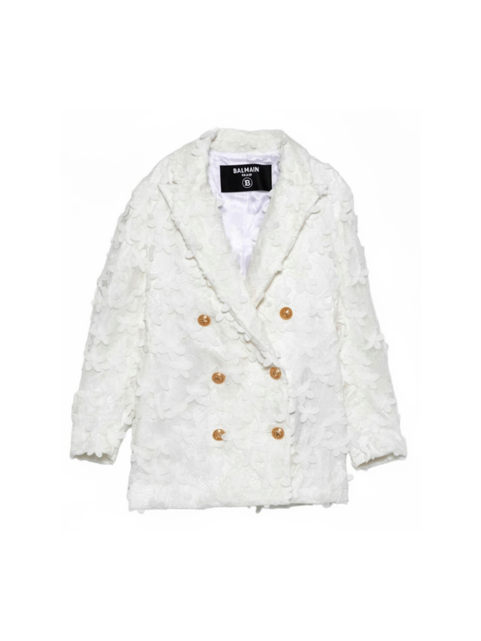 Blazer per bambina Balmain Kids bianco con chiusura a doppiopetto BY2A74 U0263 100 BALMAIN KIDS