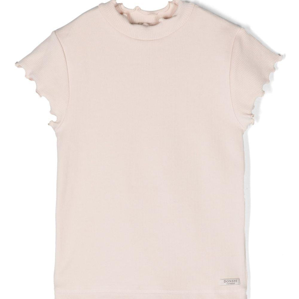 T-shirt per bambina Donsje rosa cipria a coste 4075000 00009 DONSJE