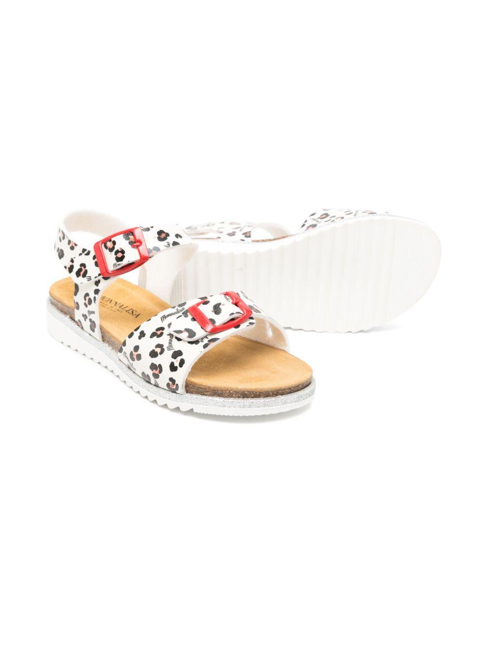 Sandali per bambina Monnalisa beige con stampa leopardata 8CE012 5720 0080 MONNALISA