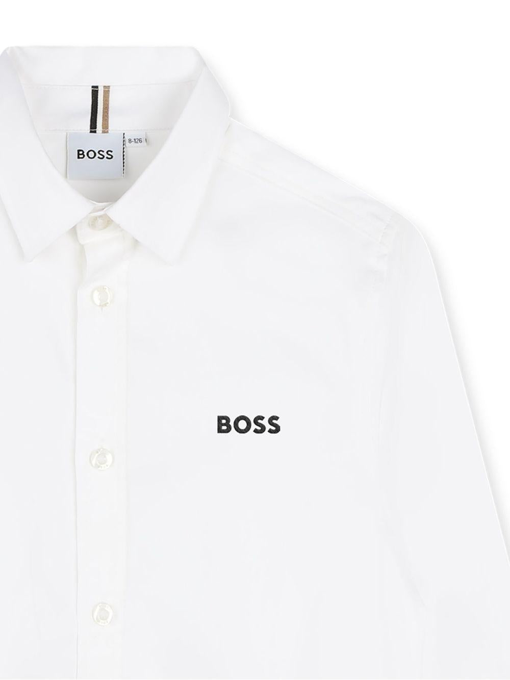 Camicia per bambino Boss Kids Bianca a maniche lunghe con logo J52675 N50 BOSS KIDS