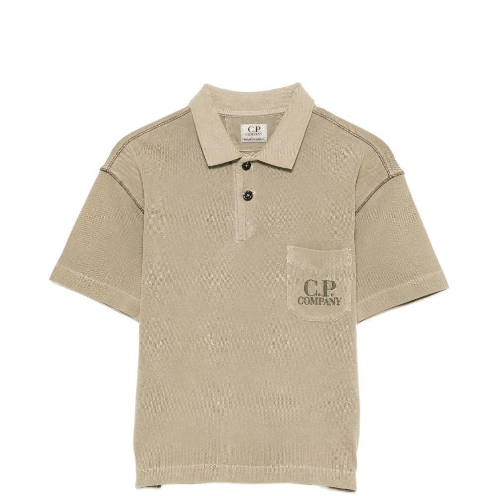 Polo per bambino C.P. Company Kids beige con colletto CUM010LFC00 30915 C.P.COMPANY KIDS
