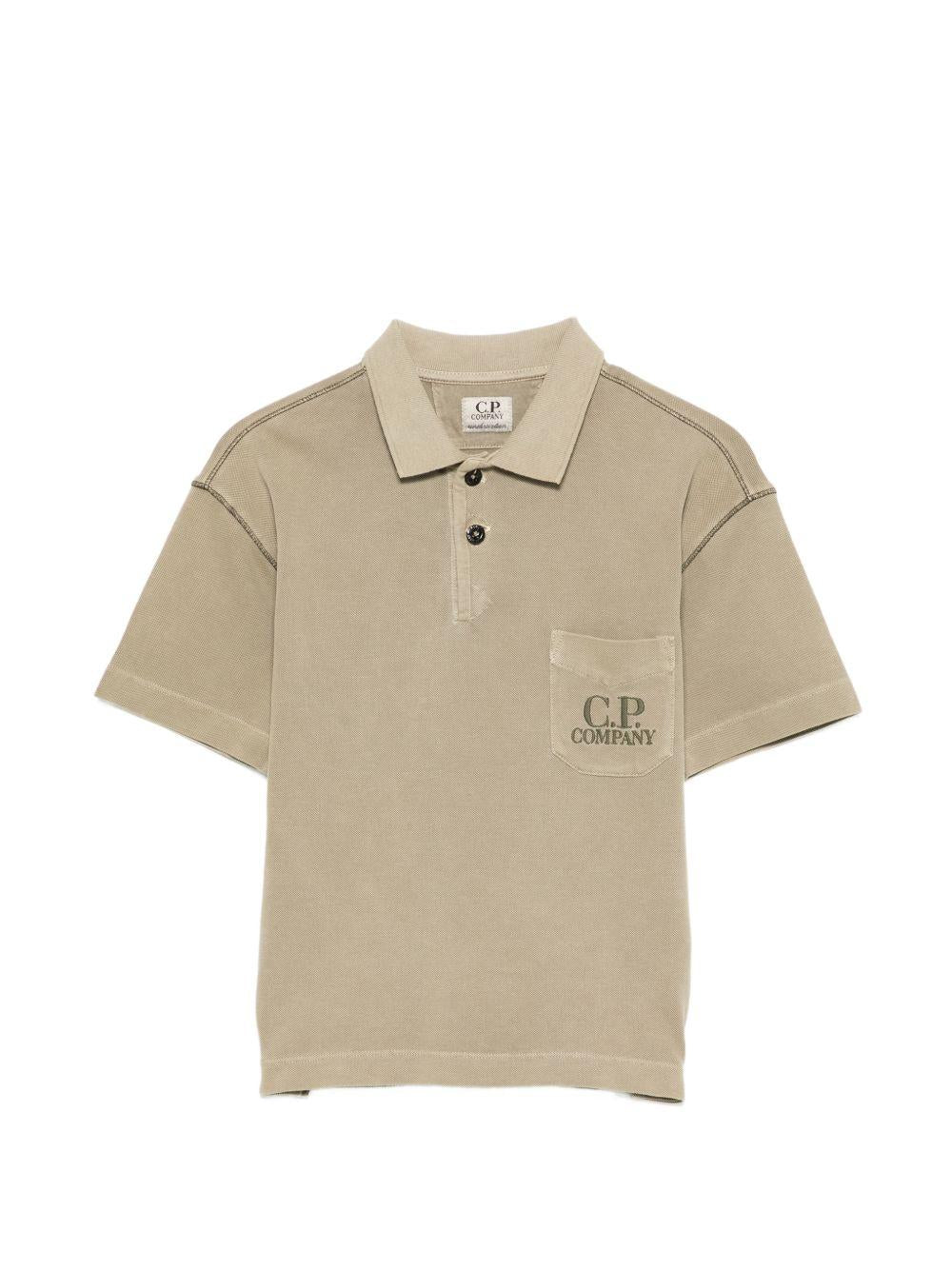 Polo per bambino C.P. Company Kids beige con colletto CUM010LFC00 30915 C.P.COMPANY KIDS