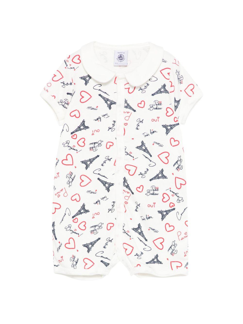Tutina per neonati Petit Bateau bianca con stampa torre eiffel A0FES 01 PETIT BATEAU