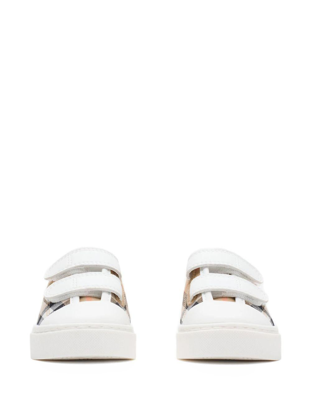 Sneakers per bambini Burberry Kids beige con motivo Vintage Check 8117797 B9368 BURBERRY KIDS