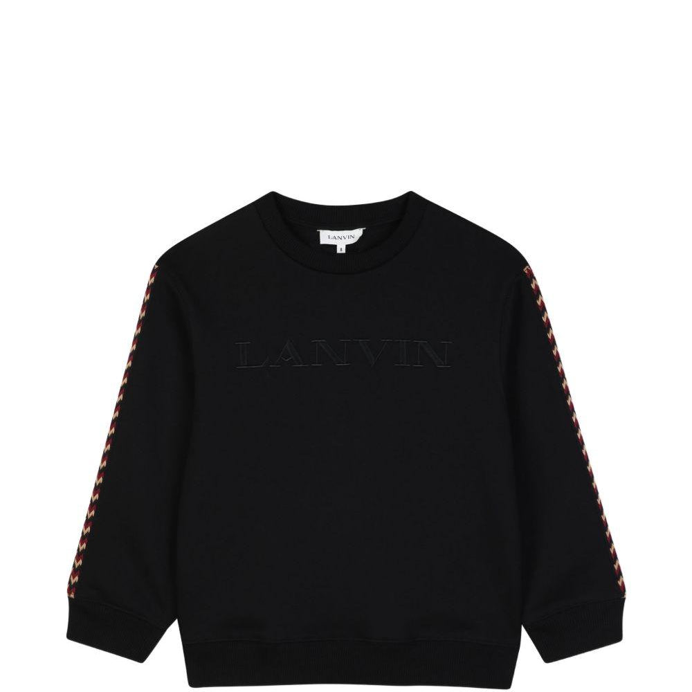 Felpa per bambini Lanvin Enfant nero con ricamo logo sul davanti N30401 09B LANVIN KIDS