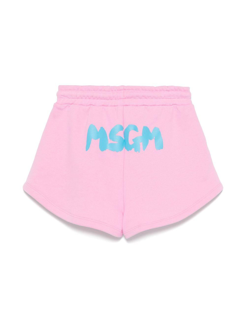 Shorts per bambina MSGM Kids rosa in cotone con logo S5MSJGSH094 MS003 MSGM KIDS