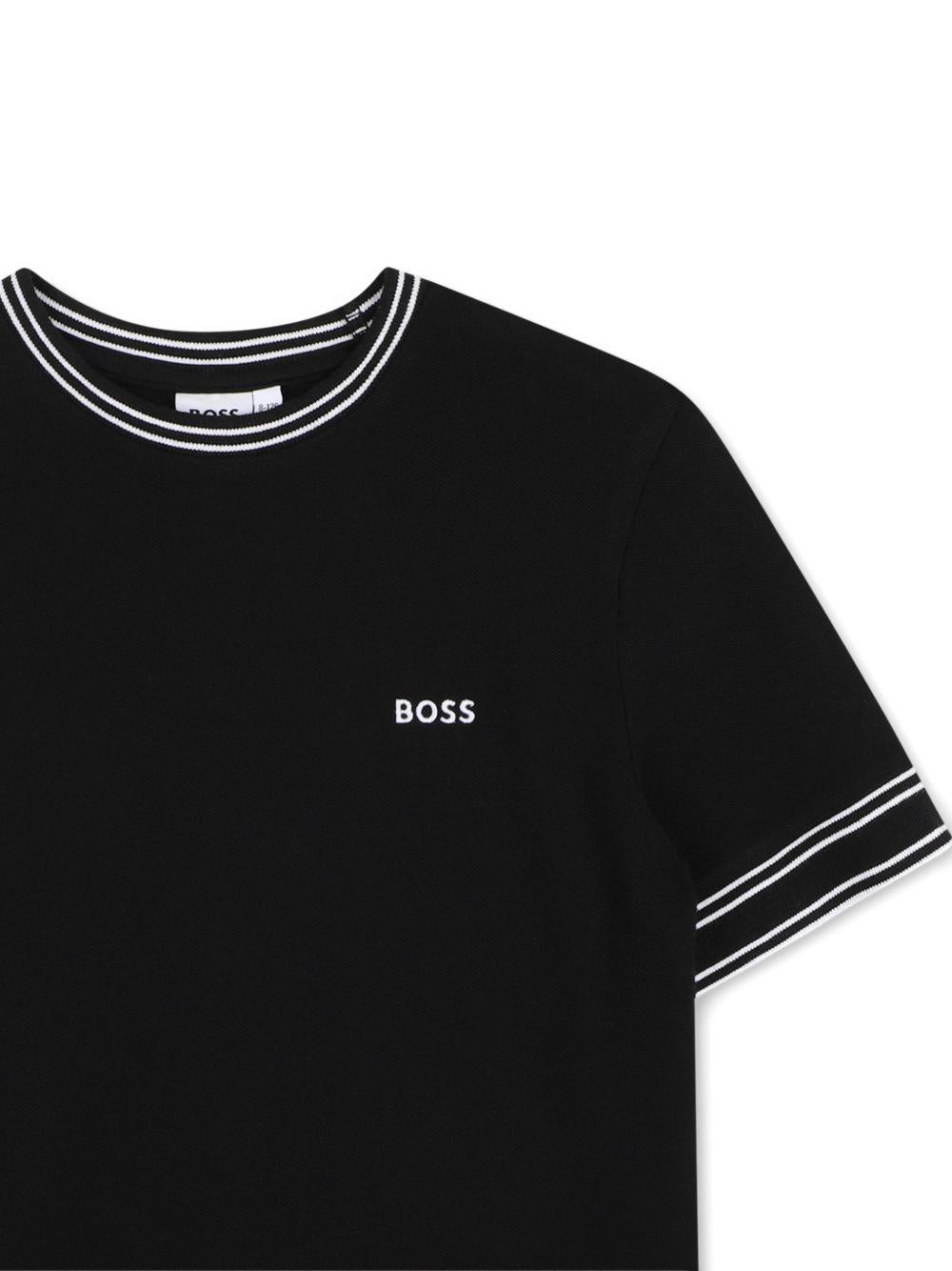 T-shirt per bambino Boss Kids nero con logo sul petto J52981 09B BOSS KIDS