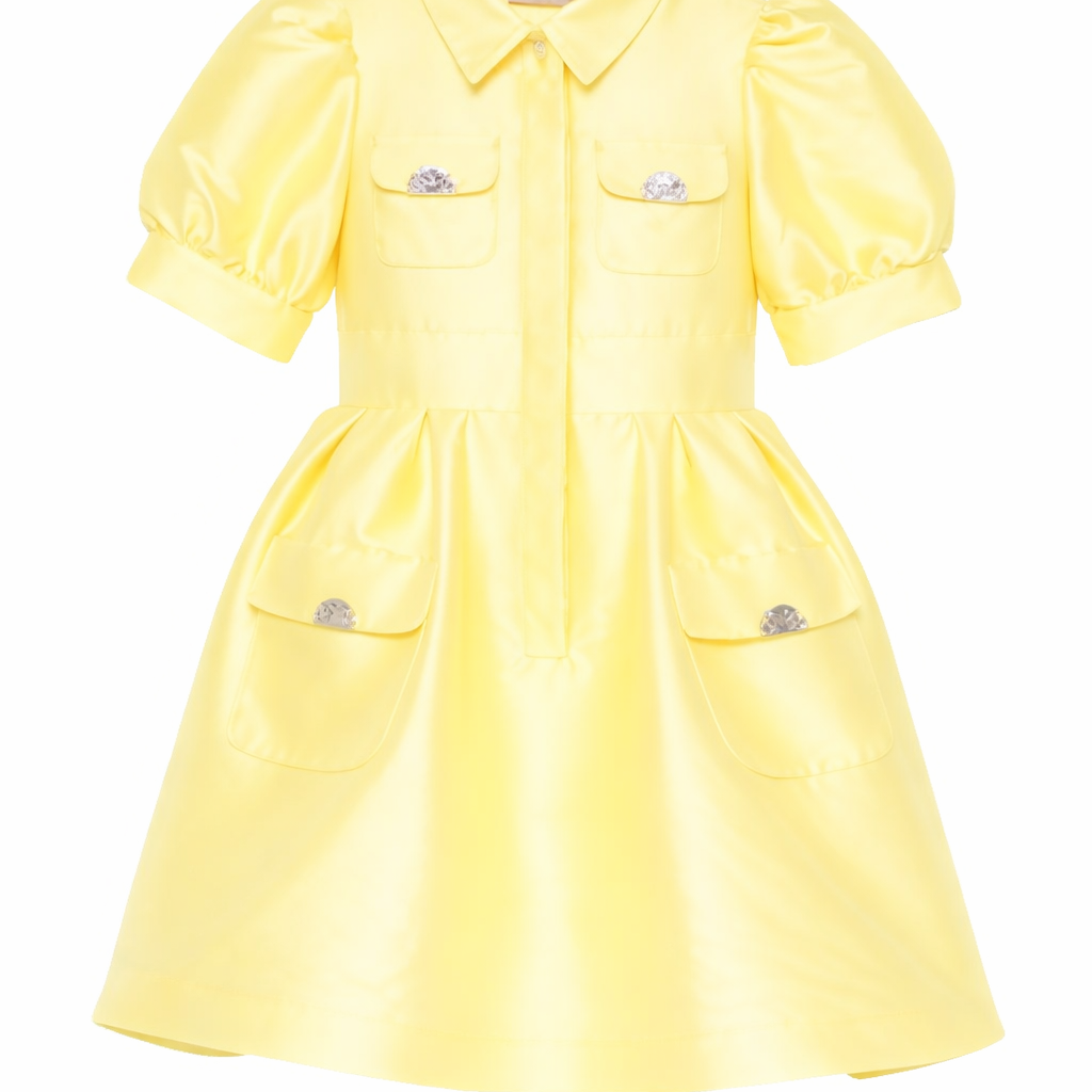 Abito per bambina Elie Saab Junior giallo con maniche a palloncino EFAB119TS0807 YEL ElIE SAAB KIDS