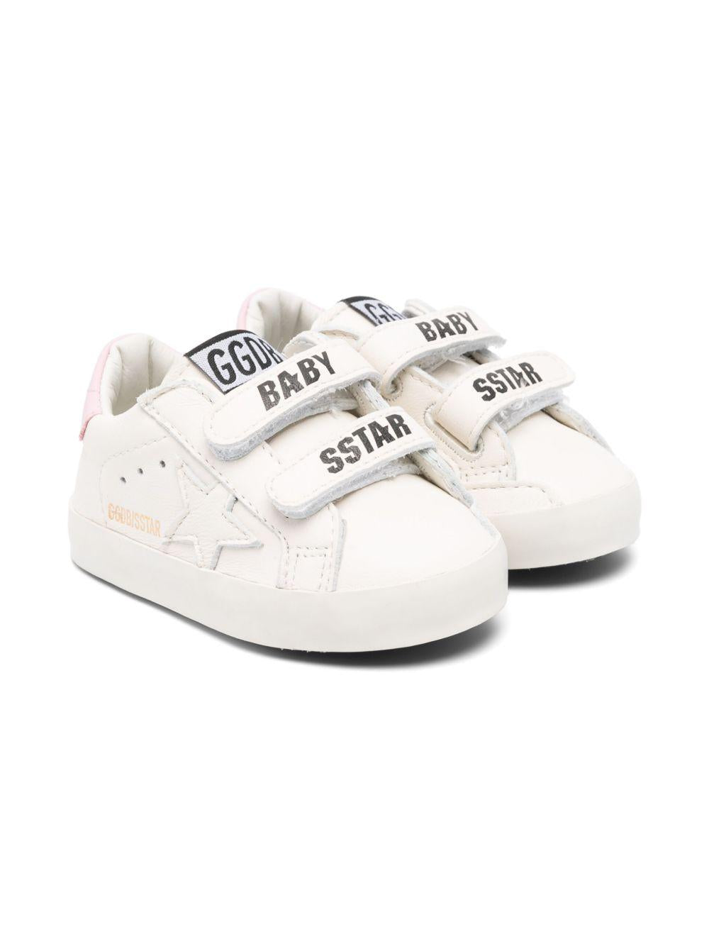 Sneakers per neonati Golden Goose Kids bianche con dettaglio tallone rosa F00534F007129 11410 GOLDEN GOOSE KIDS