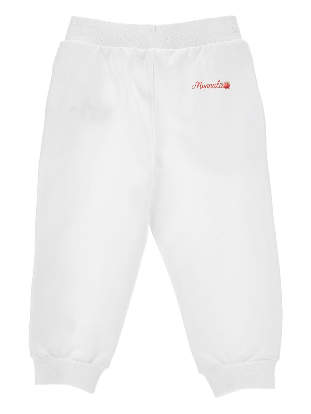 Pantaloni per neonata Monnalisa bianchi con stampa fragole 39G408 7007 0099 MONNALISA KIDS