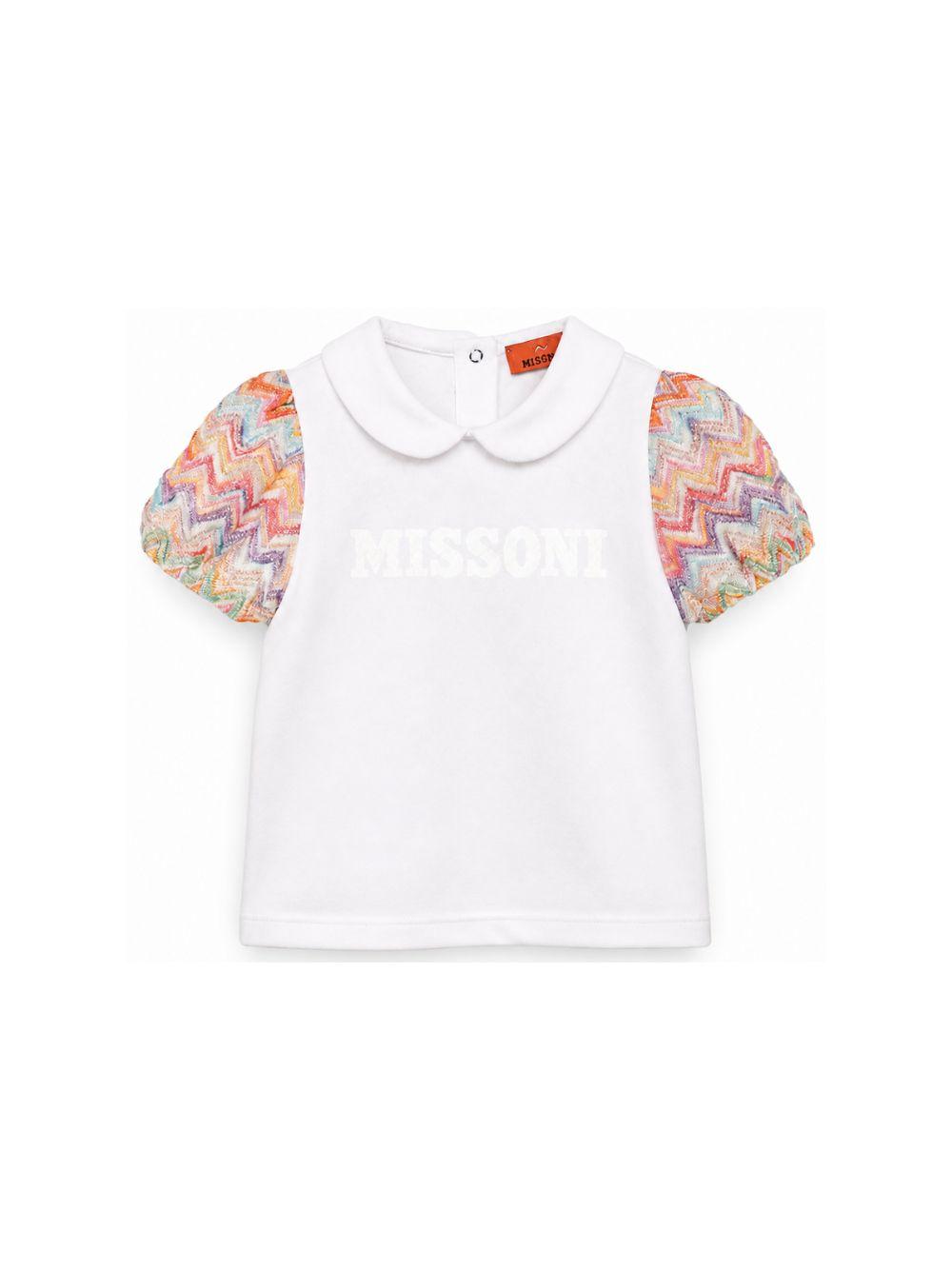 T-shirt per neonata Missoni Kids bianca con logo sul davanti MY8041 Z3672 100MC MISSONI KIDS