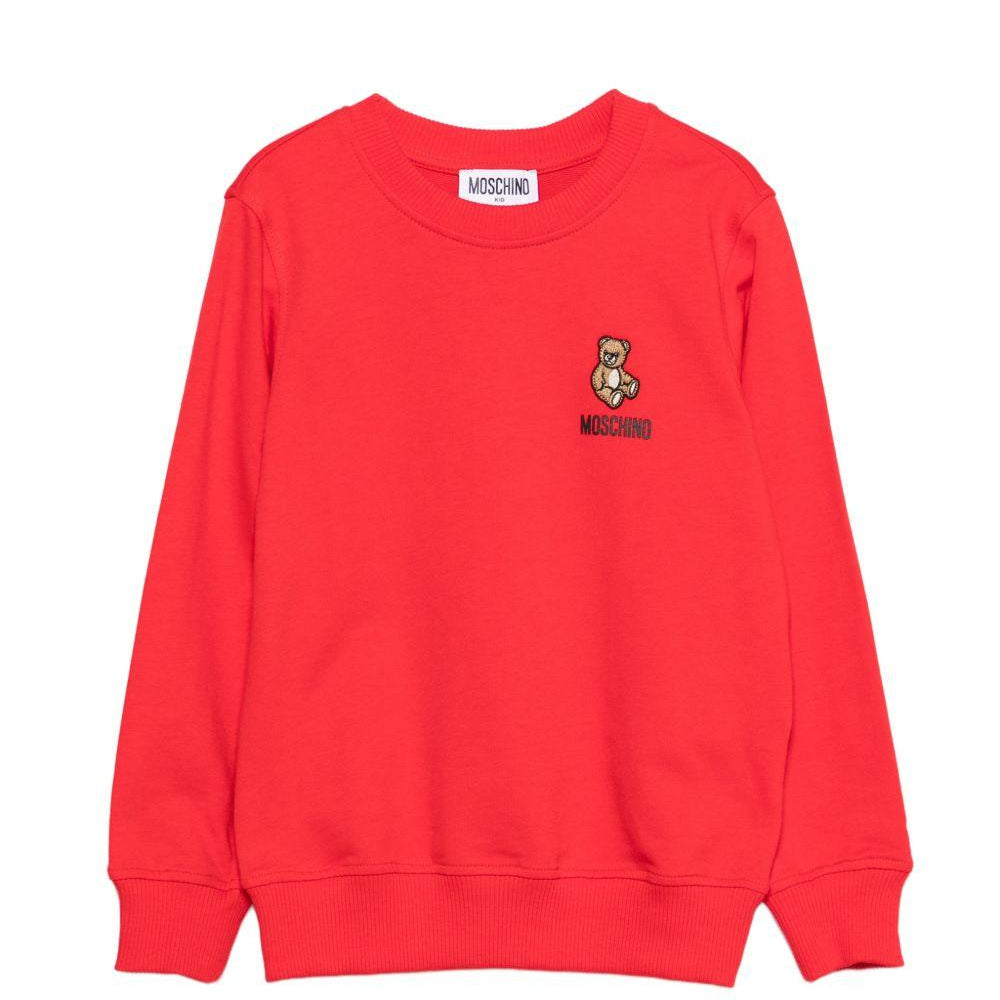 Felpa per bambini Moschino Kids rosso con applicazione Teddy Bear HUF09XLCA19 50109 MOSCHINO KIDS