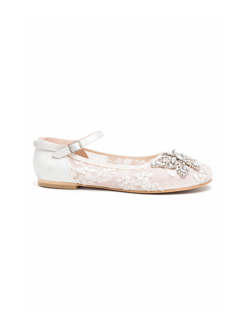 Ballerine per bambina Aruna Seth bianche con ricamo e decorazione in cristalli AS76 IVORY ARUNA SETH KIDS