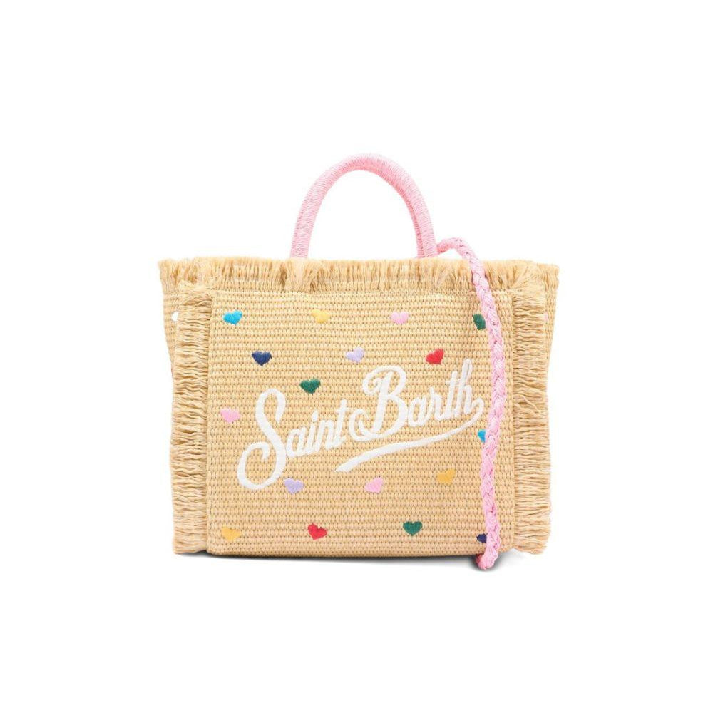 Borsa Colette MC2 Saint Barth beige con cuoricini ricamati all-over COL0017 00344L MC2 ST. BARTH KIDS