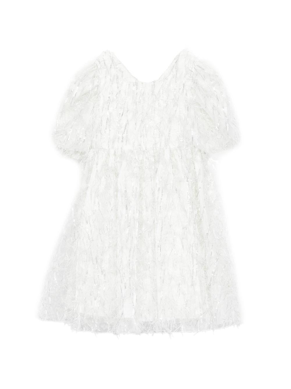 Abito per bambina Alapage bianco con dettagli frange 26SAGDRE00042 BIANCO A'LAPAGE KIDS