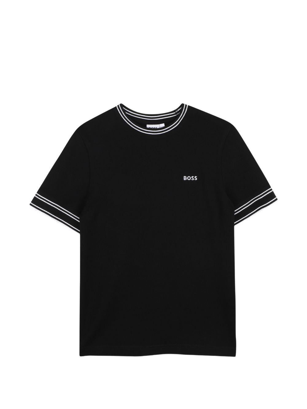 T-shirt per bambino Boss Kids nero con logo sul petto J52981 09B BOSS KIDS