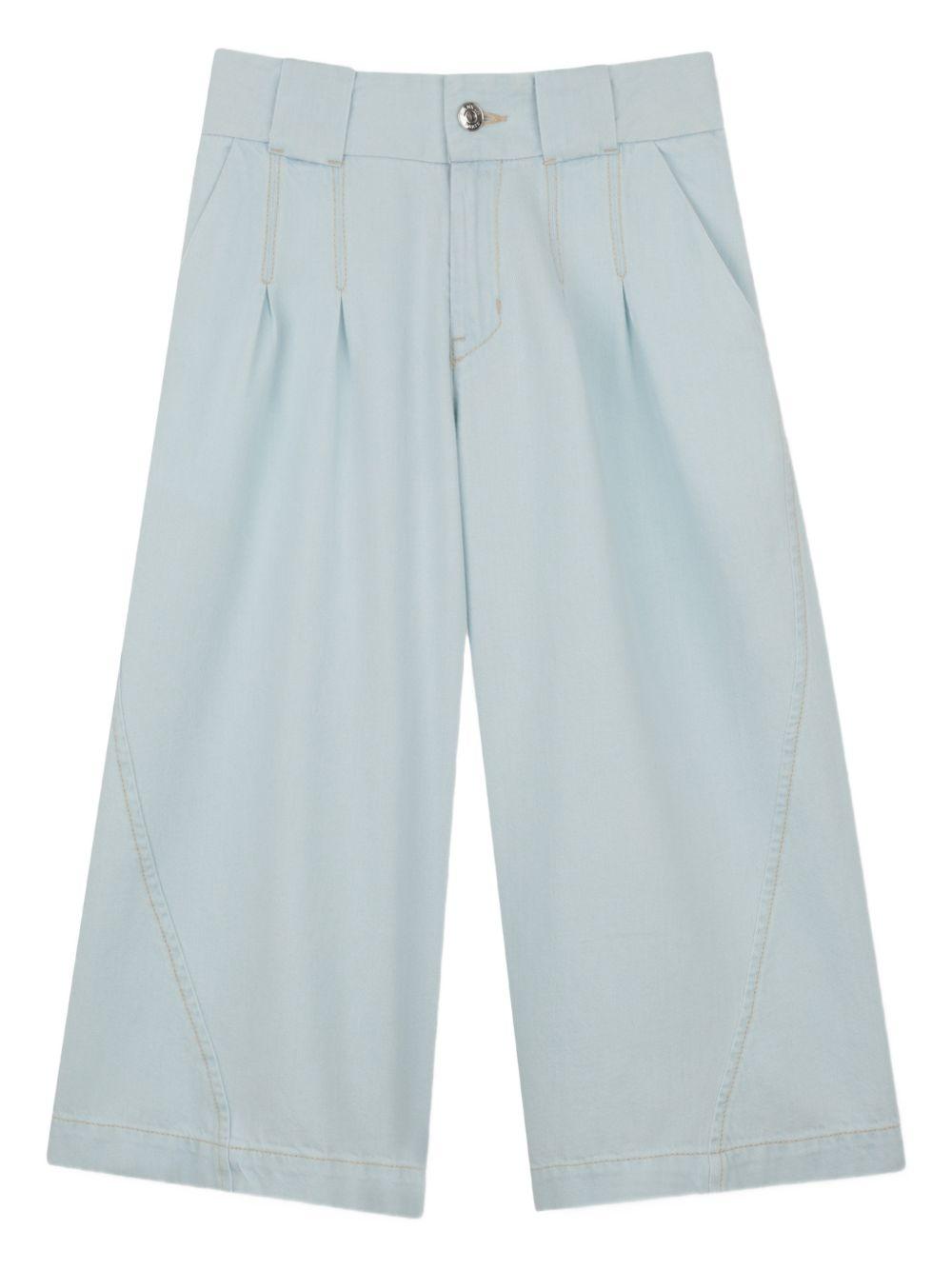 Pantaloni per bambina Lanvin Enfant azzurri con dettaglio logo N30340 Z27 LANVIN KIDS