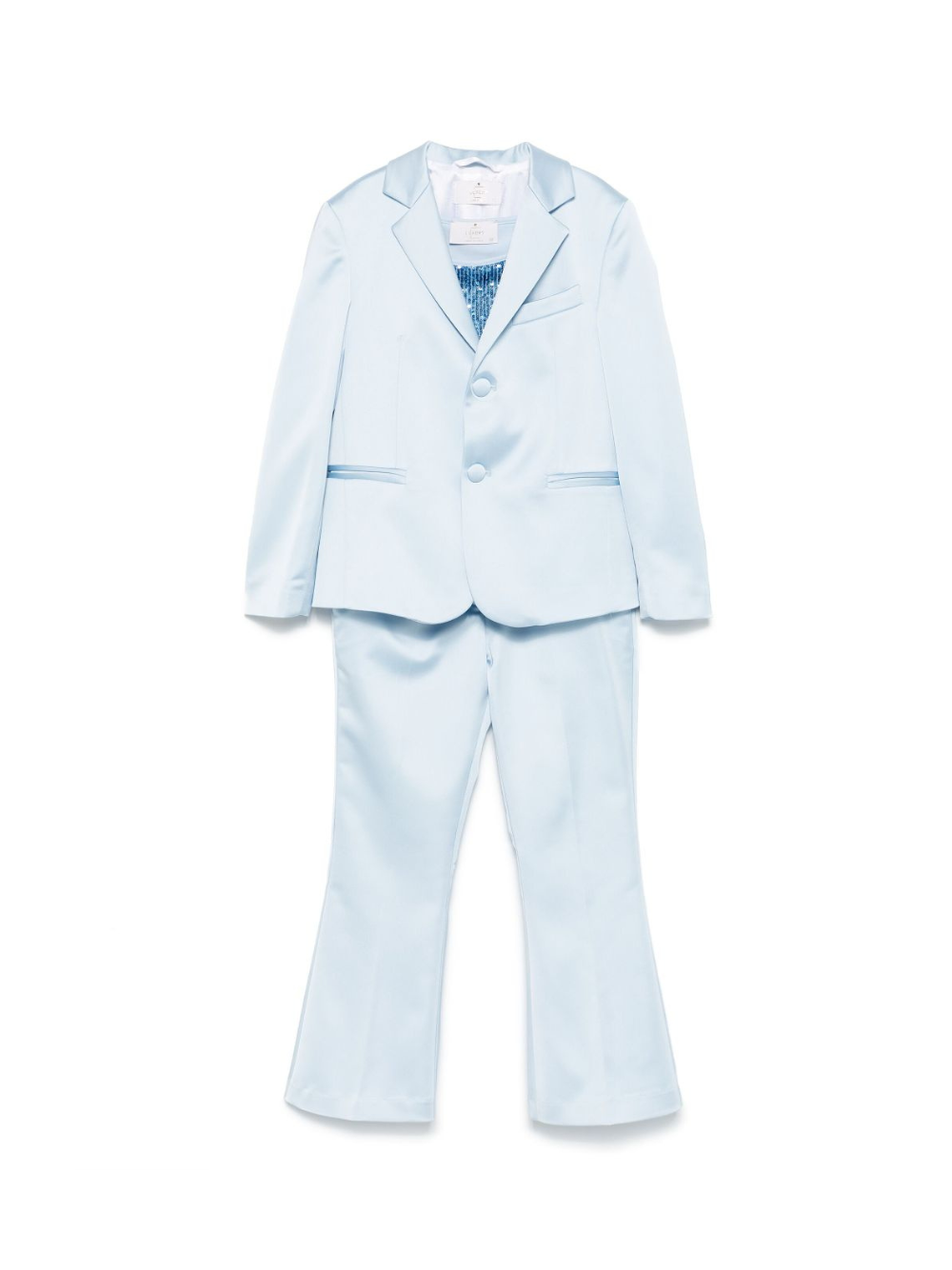 Completo due pezzi per bambina Colorichiari azzurro con due tasche a filetto frontali FL308213 4696 50 COLORICHIARI