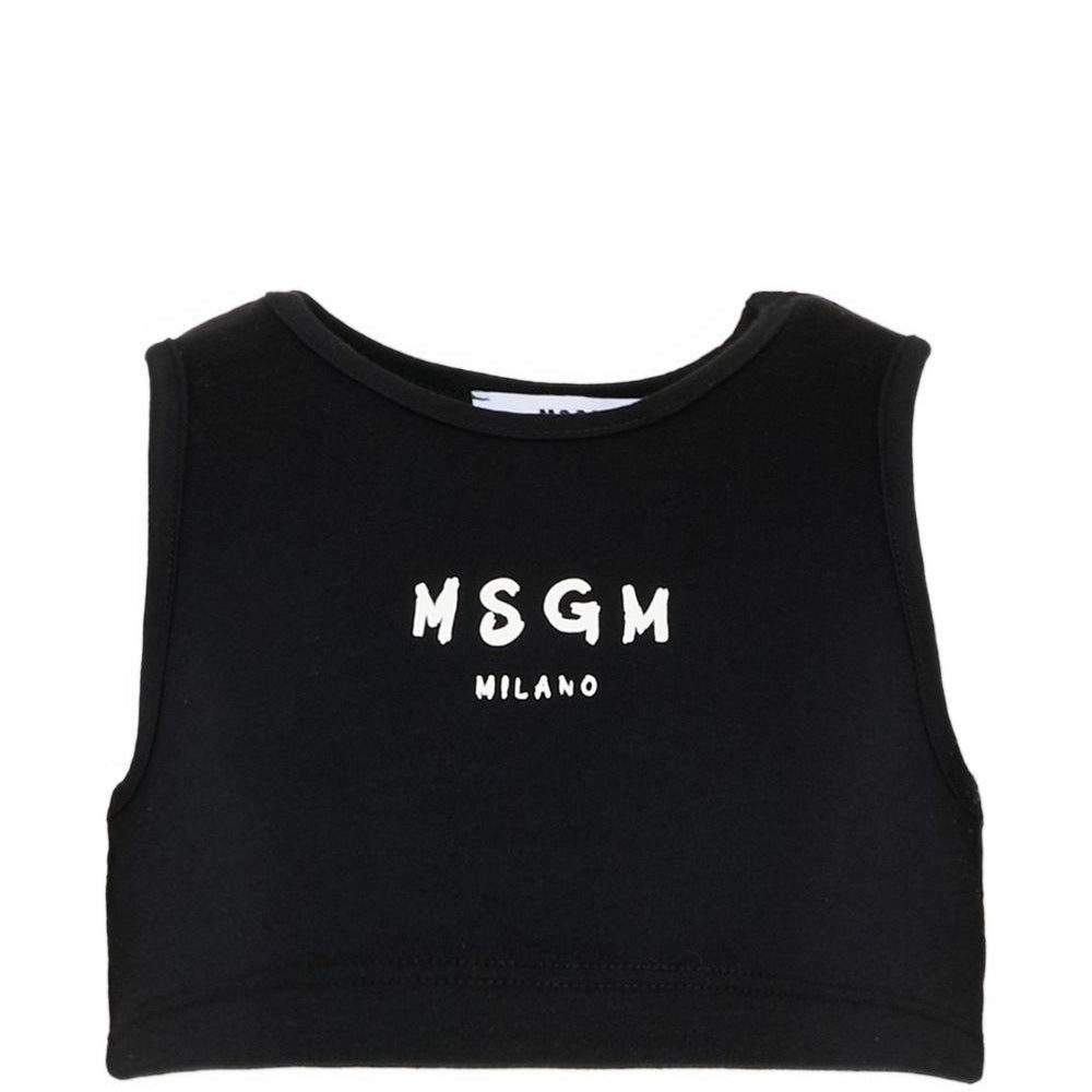 T-shirt per bambina MSGM Kids nera senza maniche S6MSJGTO011 110 MSGM KIDS