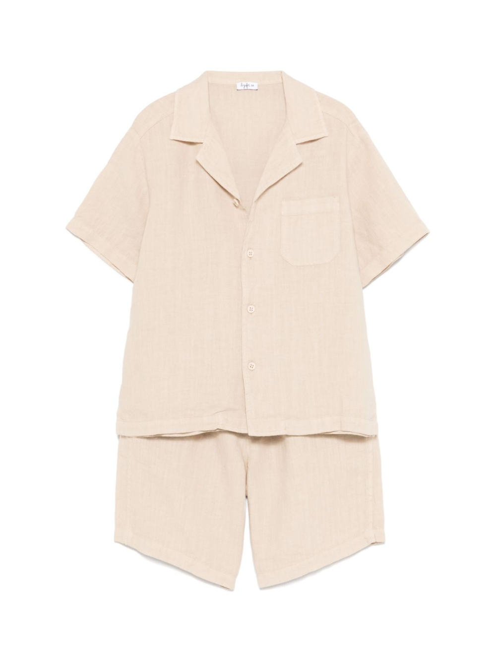Set con shorts e camicia per bambino Il Gufo beige in lino P25DP485L6006 126 IL GUFO KIDS