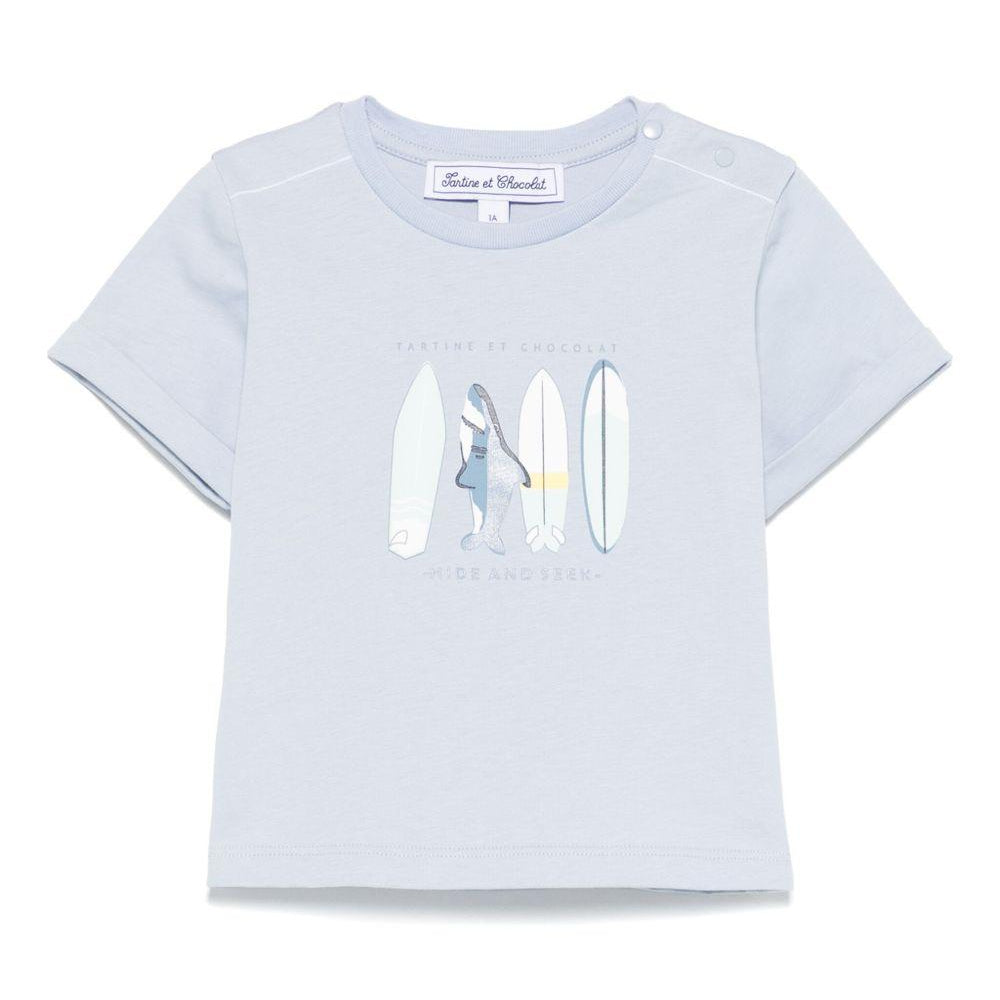 T-shirt con stampa per neonato Tartine & Chocolat azzurro con girocollo CA10041 45 TArtine & Chocolat