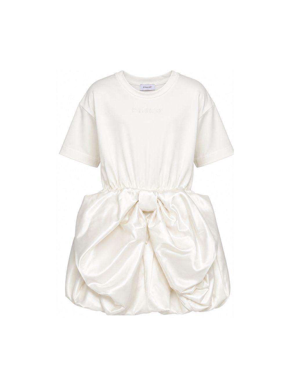 Abito per bambina Pinko Kids bianco con dettaglio fiocco KFAB0400JE017 0000 PINKO KIDS
