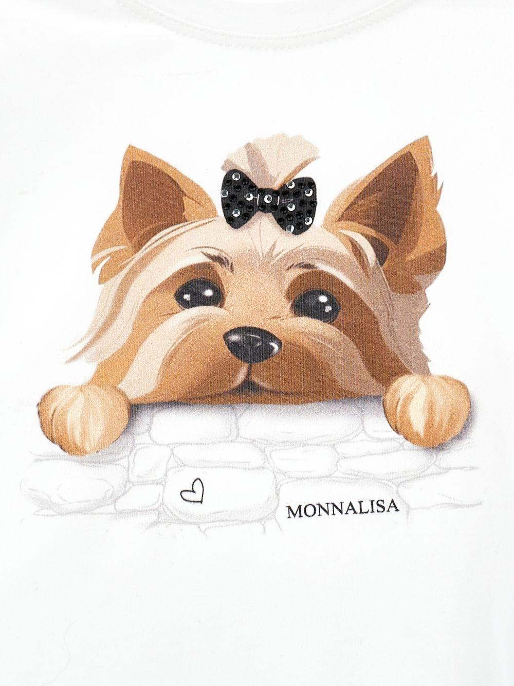 T-shirt per bambina Monnalisa bianca con grafica cagnolino 11G623 7201 0099 MONNALISA KIDS