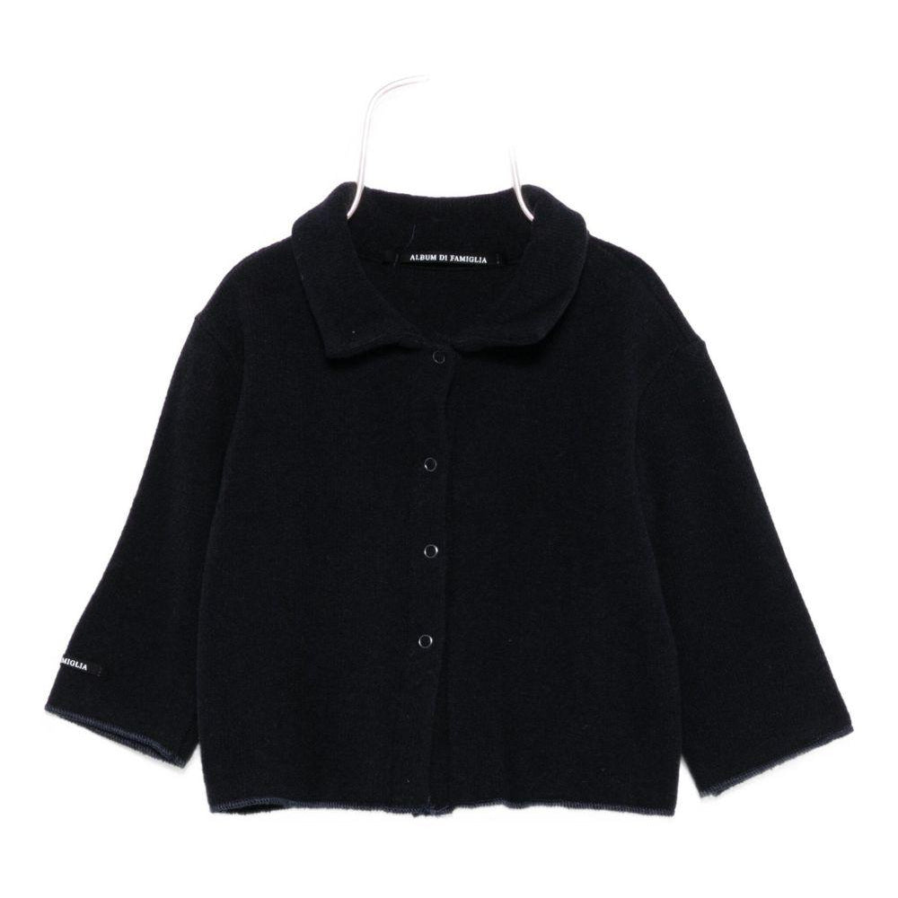 Cardigan per neonato Album di Famiglia Kids nero con colletto alla Peter Pan 25W41168 INK ALBUM DI FAMIGLIA