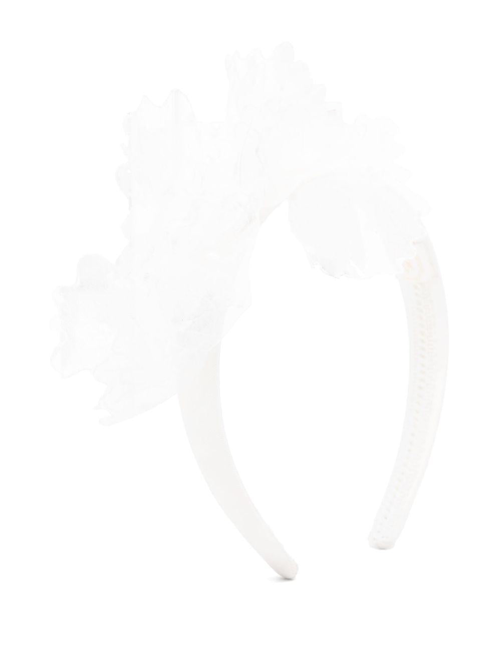 Cerchietto per bambina MAISON AVA bianco in tulle con decorazione in cristalli MA-SS25-HH09 WHITE MAISON AVA KIDS