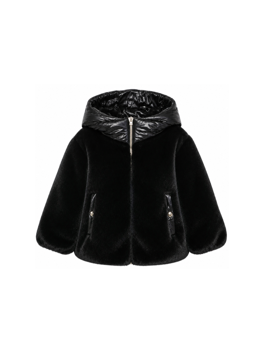 Giubbino per bambina Herno Kids nero con texture teddy GC000060G12630 9300 HERNO KIDS