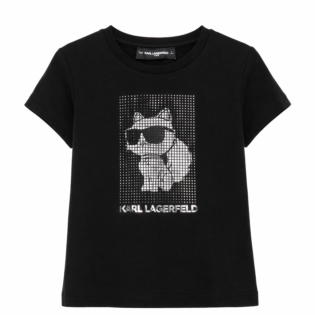T-shirt per bambina Karl Lagerfeld Kids nero con dettaglio logo Z31158 09B KARL LAGERFELD KIDS