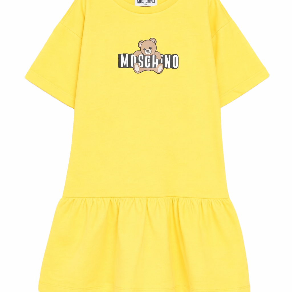 Abito da bambina Moschino Kids giallo con stampa orsetto HDV0HLLCA19 50577 MOSCHINO KIDS