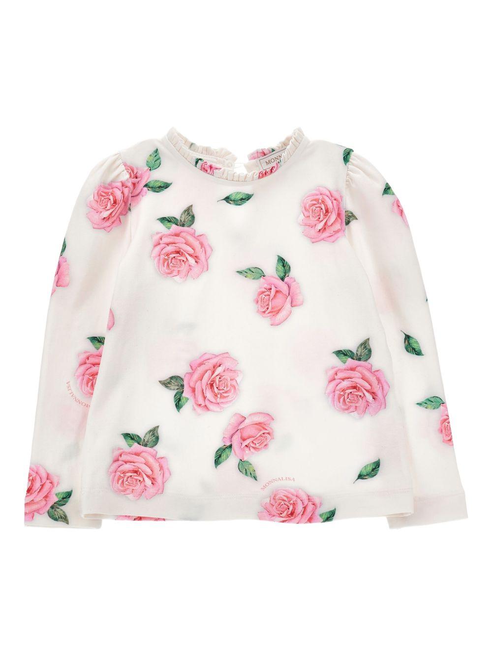 Blusa per bambina Monnalisa bianca con ricamo a fiori 11F621 6653 0029 MONNALISA