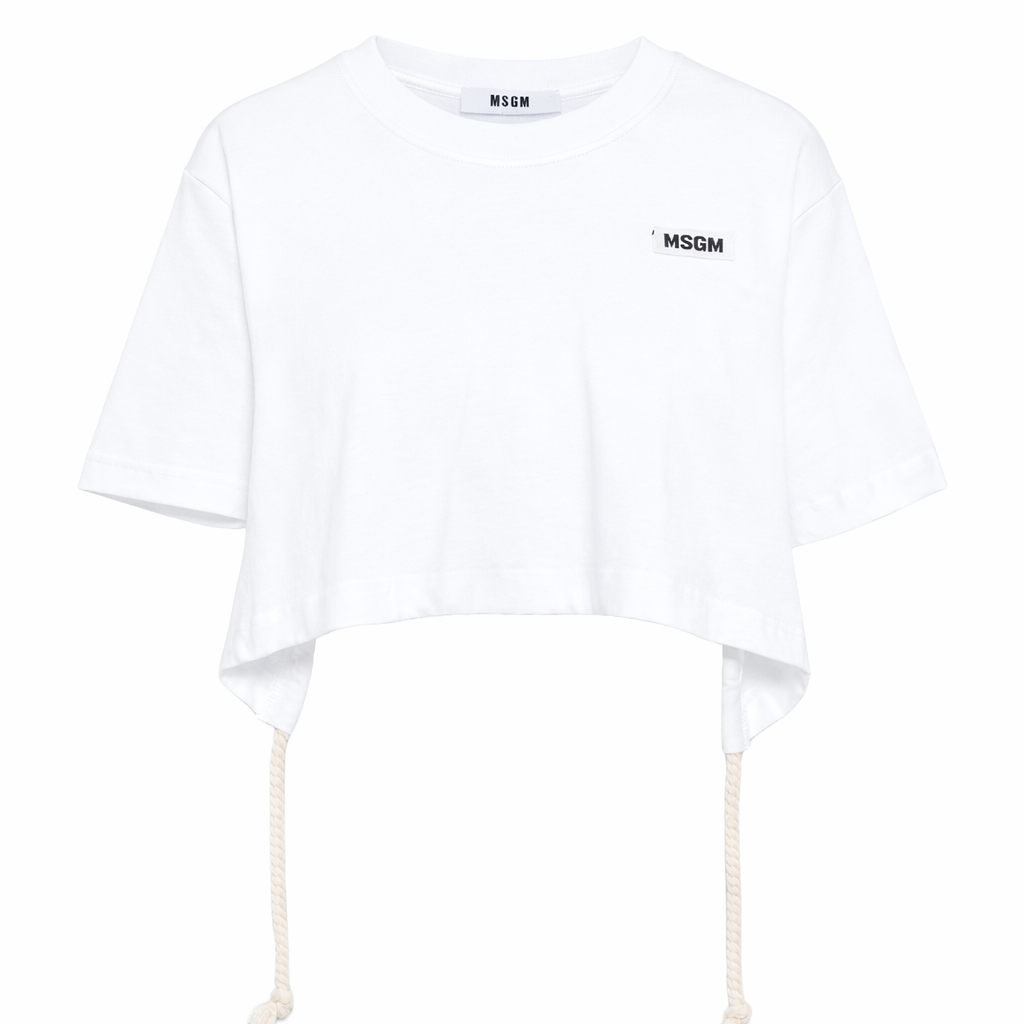 T-shirt per bambina MSGM Kids bianca con apertura sulla schiena S6MSJGTH179 001 MSGM KIDS