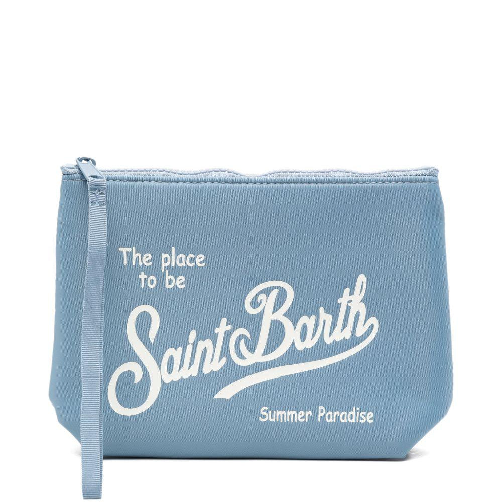 Pochette Aline MC2 Saint Barth azzurra con logo a contrasto ALI0053 00583L MC2 ST. BARTH