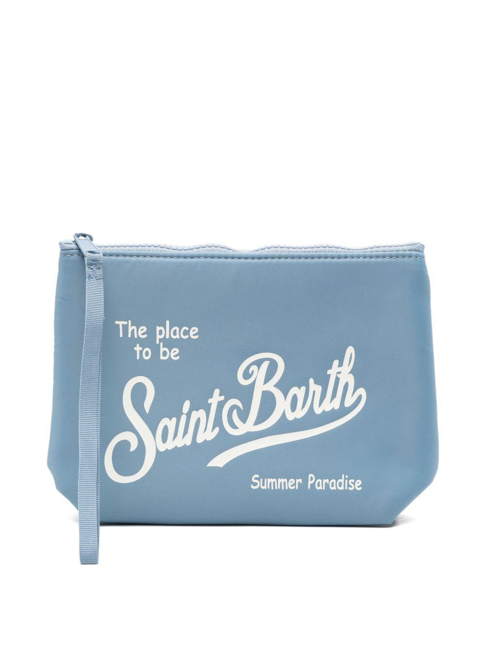 Pochette Aline MC2 Saint Barth azzurra con logo a contrasto ALI0053 00583L MC2 ST. BARTH