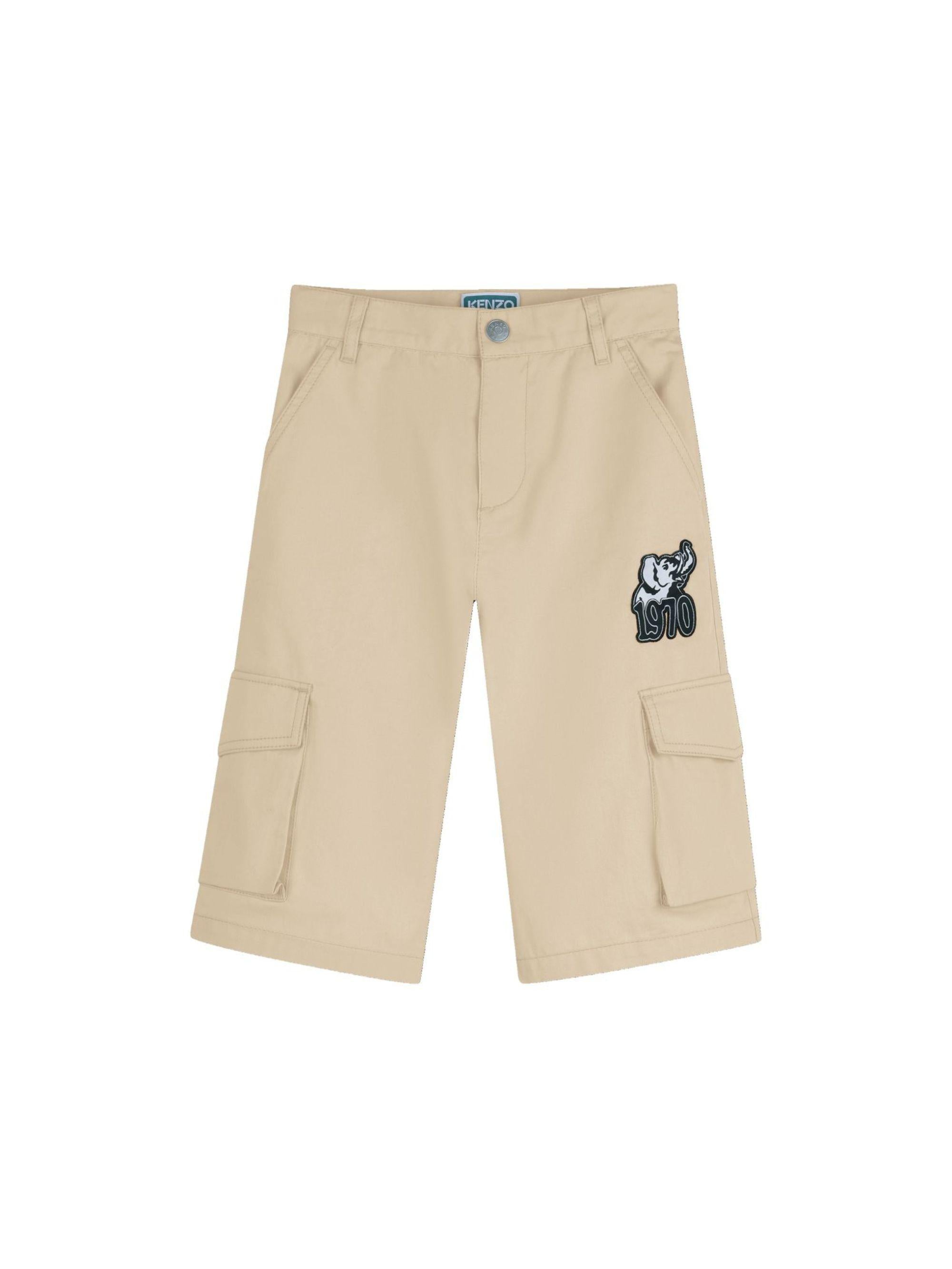 Cargo corti per bambino Kenzo Kids beige con applicazione K61644 255 KENZO KIDS
