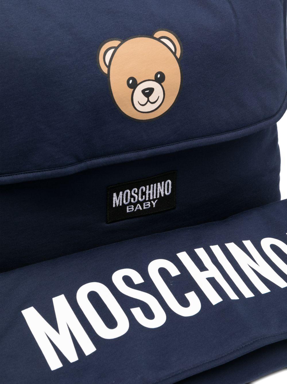 Borsa per neonati Moschino Kids blu con stampa Teddy Bear MUX05VLCA19 40016 MOSCHINO KIDS