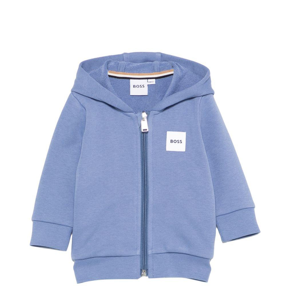 Felpa per neonato Boss Kidswear azzurra con toppa con logo J52866 881 BOSS KIDS