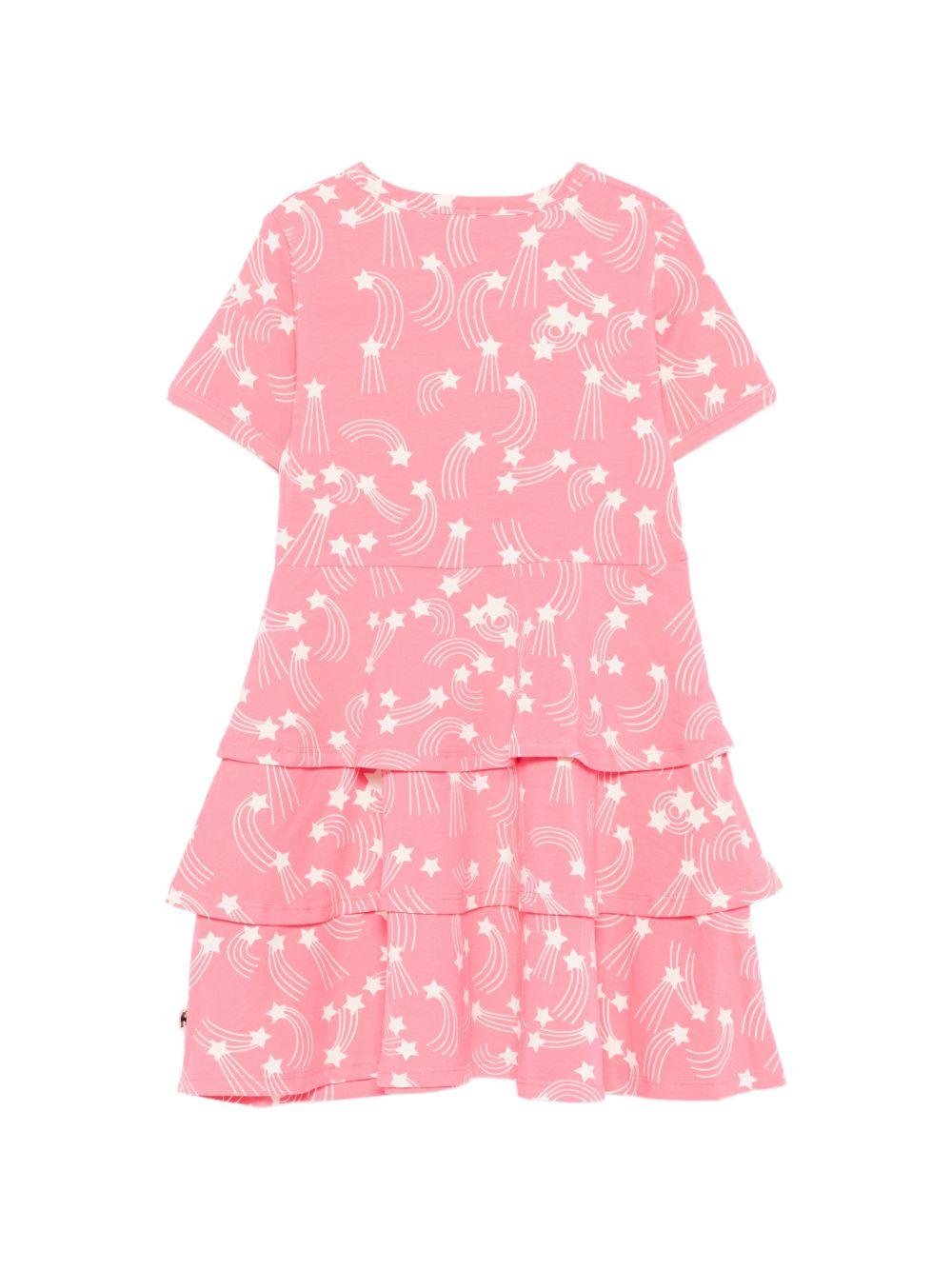 Abito per bambina Mini Rodini rosa con stampa a stelle all-over 26250104 PINK MINI RODINI KIDS