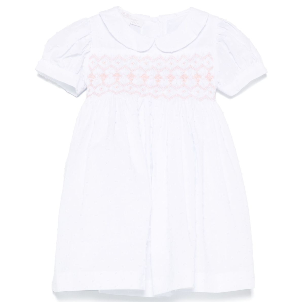 Abito per neonata Mariella Ferrari bianco con inserto con punto smock ATC3 043 MARIELLA FERRARI KIDS