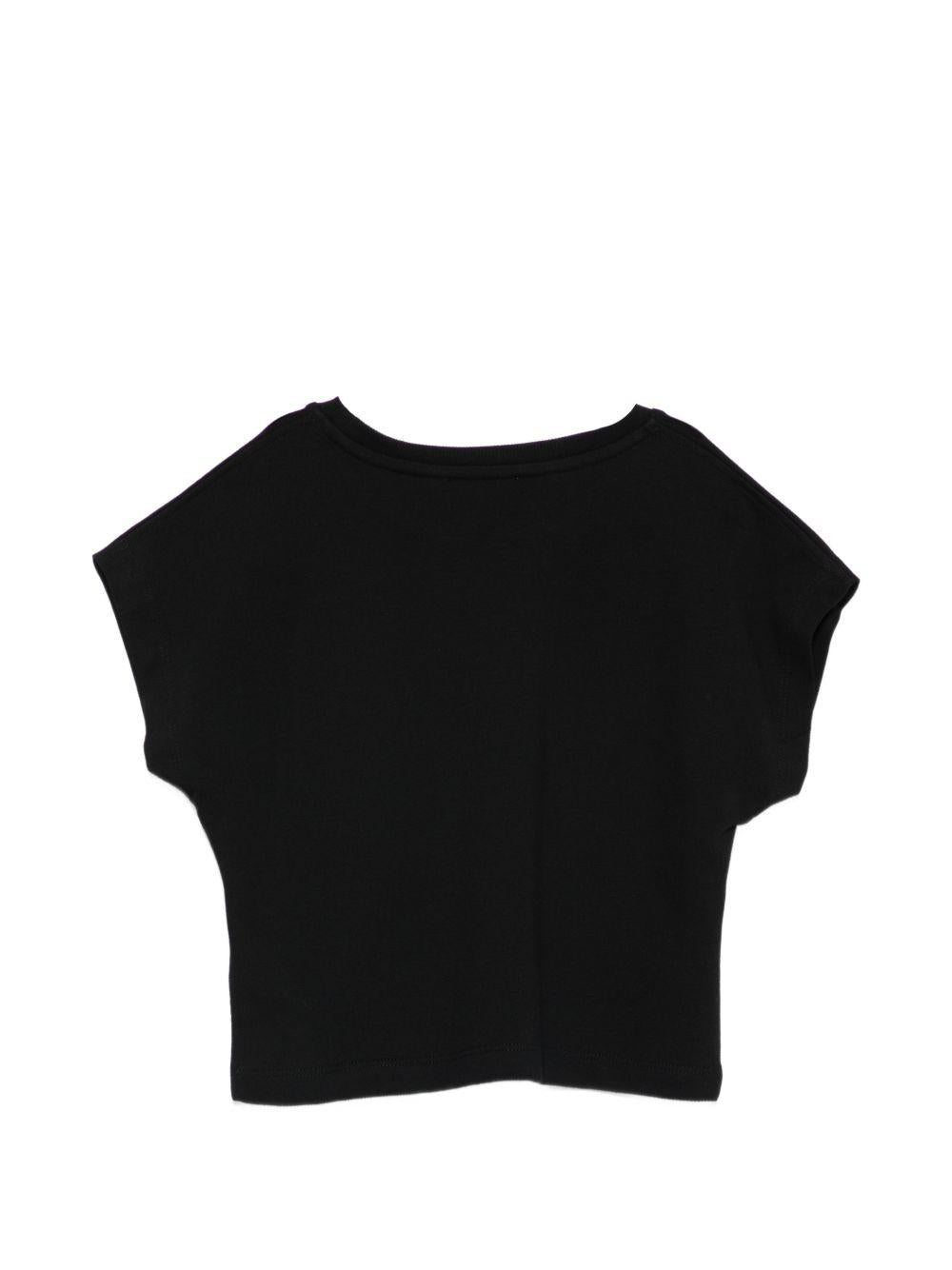 T-shirt per bambina Moschino Kids nera con stampa Teddy Bear HDM06XLFA06 60100 MOSCHINO KIDS