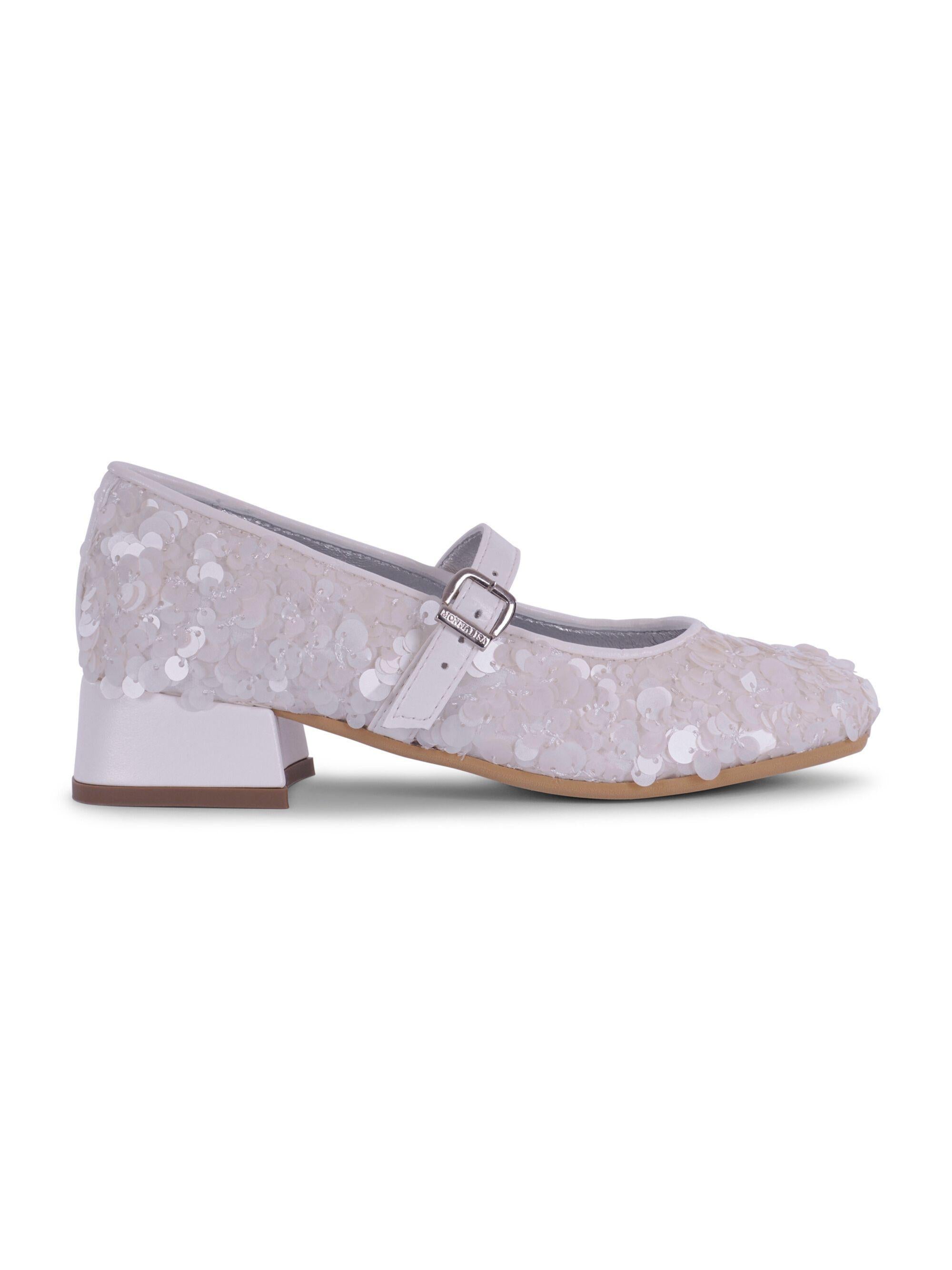 Ballerine per bambina Monnalisa bianche con decorazione in strass 87G007 7716 0001 MONNALISA KIDS