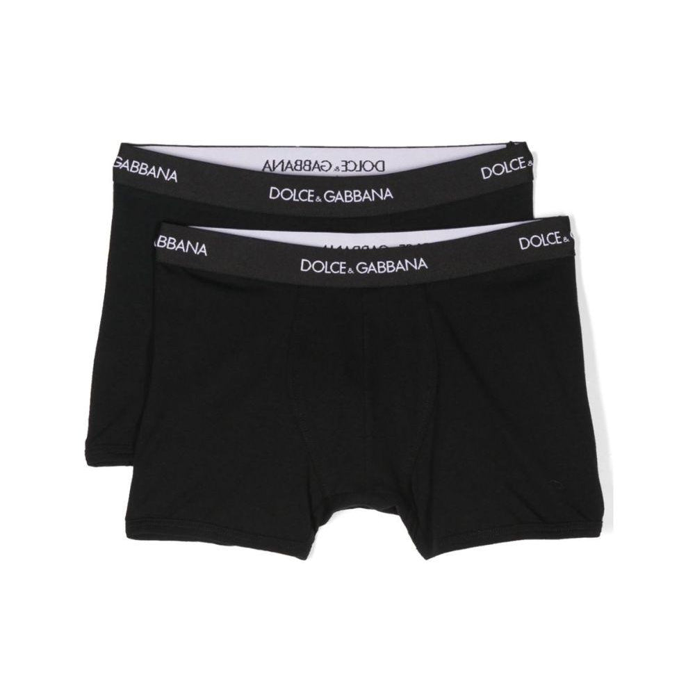 Set di due boxer per bambino Dolce & Gabbana Kids nero con elastico con logo L4J701 ON00G N0000 DOLCE & GABBANA KIDS